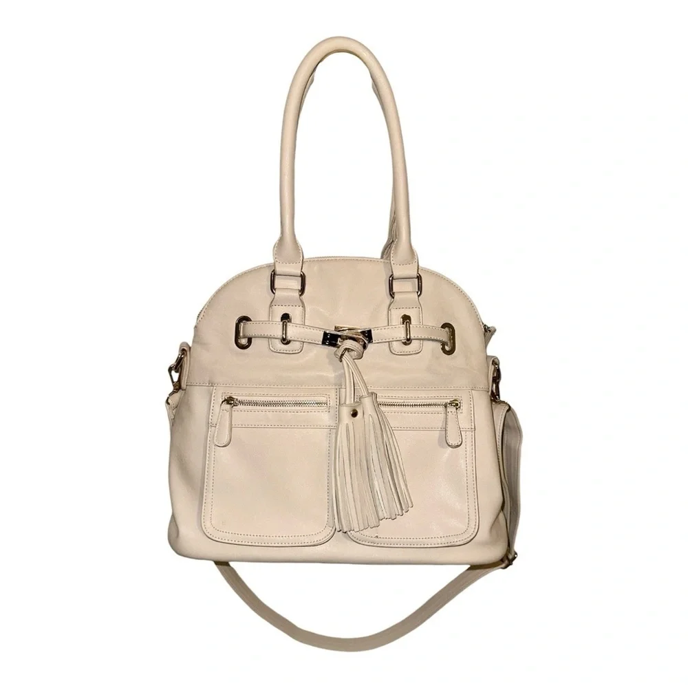 Downeast Basics Tassel Purse Handbag Light Beige NWOT Classic Bohemian